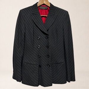 DONNA KARAN Double Breasted Power Blazer Minimalist Luxe Tailored Wool